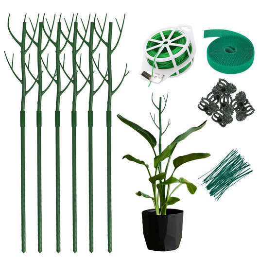 ROMUCHE 27.6inch Plant Stakes, 6PC Plant Garden Stakes, Tall Plastic Plant Support Stakes Twig for Tomato Tree Branches Support Structures Outdoor Plant Stakes for Indoor Plants, Green-G00069-6PCS