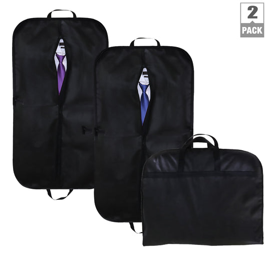 ROMUCHE 2 Pack 40" Black Garment Bags Premium Garment Bag with zipper Breathable Black Travel Suit Bag Garment Bags for Hanging Clothes for Travel Suits Tuxedos Dresses Coats -G00015