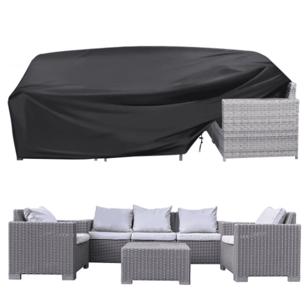 ROMUCHE Outdoor Furniture Covers 600D Patio Furniture Set Sofa Table Rectangular Covers with Windproof Buckles Waterproof Wind Dust Proof Anti-UV Outdoor Furniture Covers 124'' x 70'' x 29'' Black -G00026